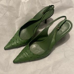 Vintage Green Crocodile Gucci Kitten Heels